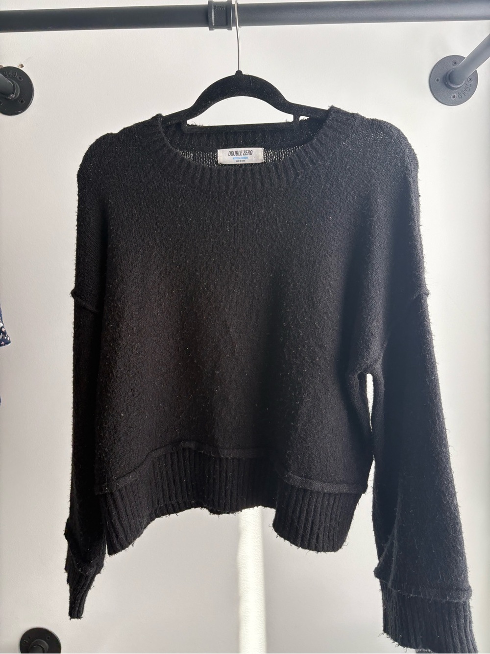 Double Zero Black Cropped Crewneck Sweater